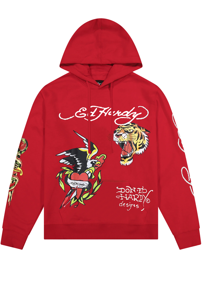 Ed Hardy Eagle Tiger Men's Pullover Hoodie – Mainland Skate Ed Hardy Eagle Tiger Men's Pullover Hoodie – Mainland Skate