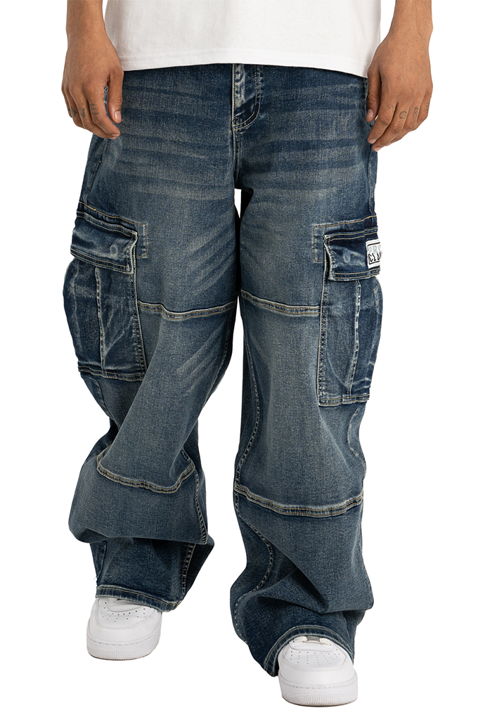 Pro Club Men's Heavyweight Baggy Fit Denim Cargo Pants – Mainland