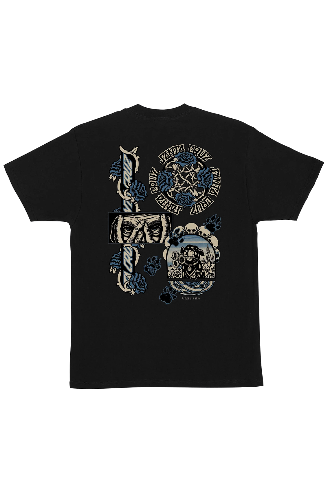 SANTA CRUZ x DRESSEN コラボスカジ ャン黒刺繍（M） Santa Cruz Dressen Evo Tee – Mainland Skate & Surf