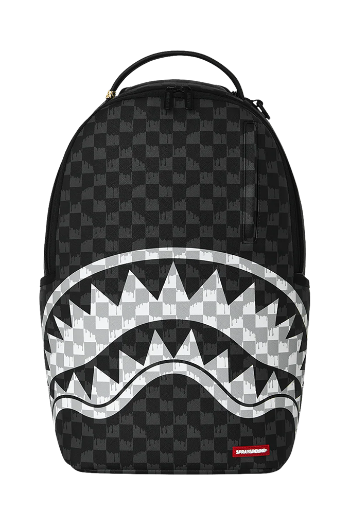 Sprayground Noir Fang Black And White Drip Check Backpack