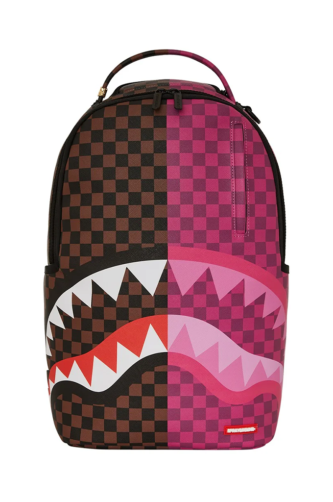 herschel backpack vs sprayground backpack Sprayground Split Sip Pink Check Backpack