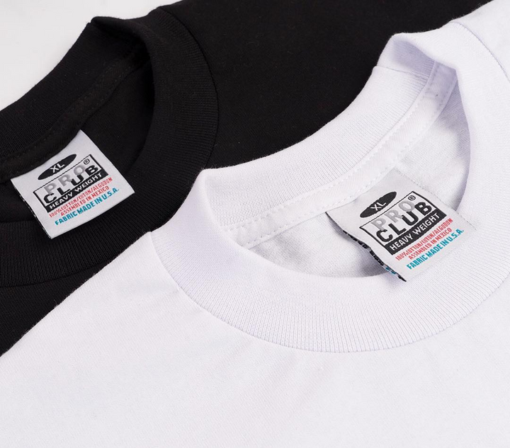 Pro Club Men's Heavyweight Short Sleeve Embroidered Box Logo Tee