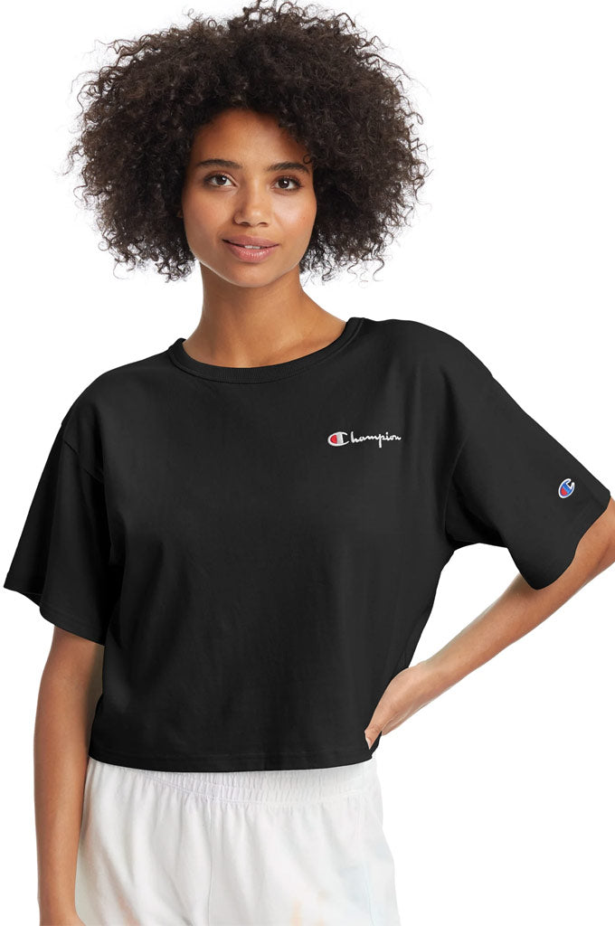 Champion Heritage Cropped T Shirt Black Medium Women s