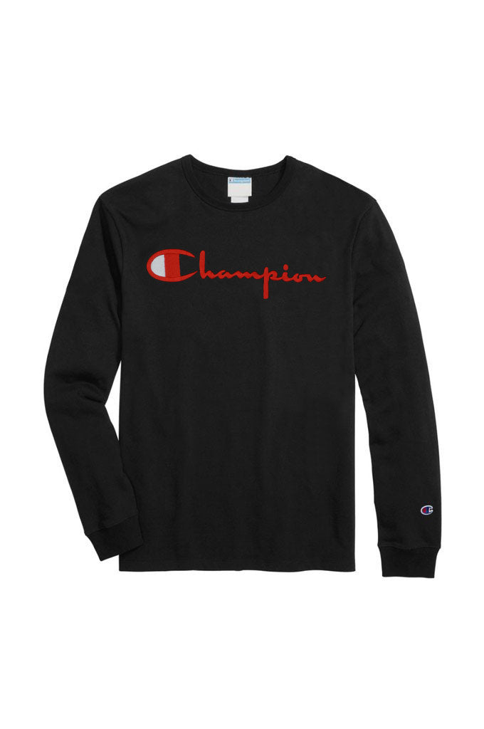Champion long sleeve shirt black discount
