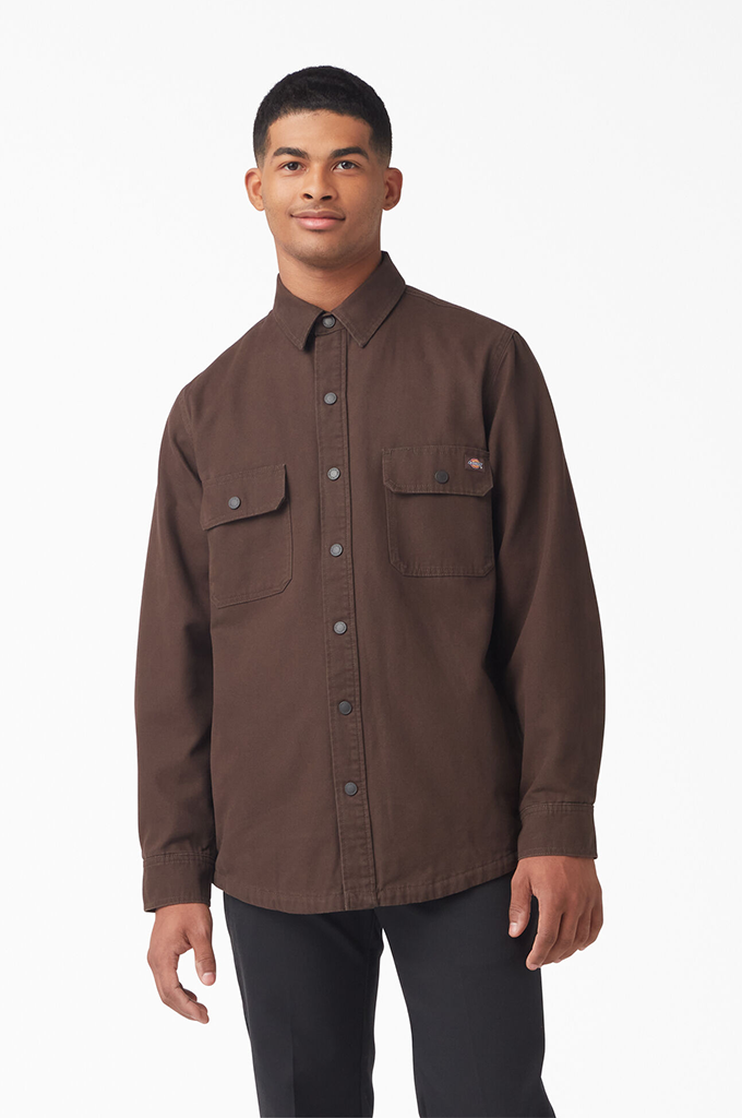 Dickies Skateboarding Flannel Lined Duck Work Shirt Chocolate Brown Large Dickies Skateboarding Flannel Lined Duck Work Shirt Chocolate Brown Large
