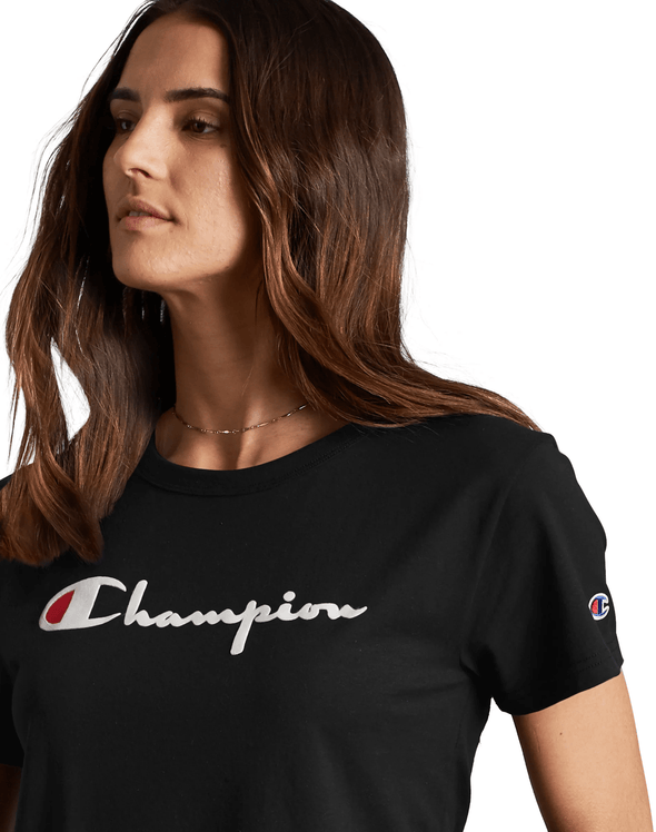 Champion Original Women's Tee, Flocked Vintage Logo - Mainland Skate & Surf