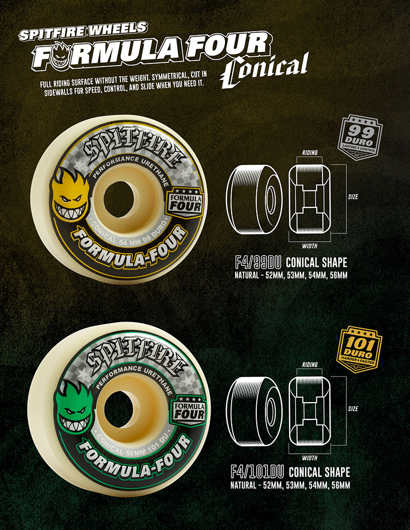 Spitfire F4 99D Conical Wheels 53mm – Mainland Skate & Surf Spitfire F4 99D Conical Wheels 53mm – Mainland Skate & Surf