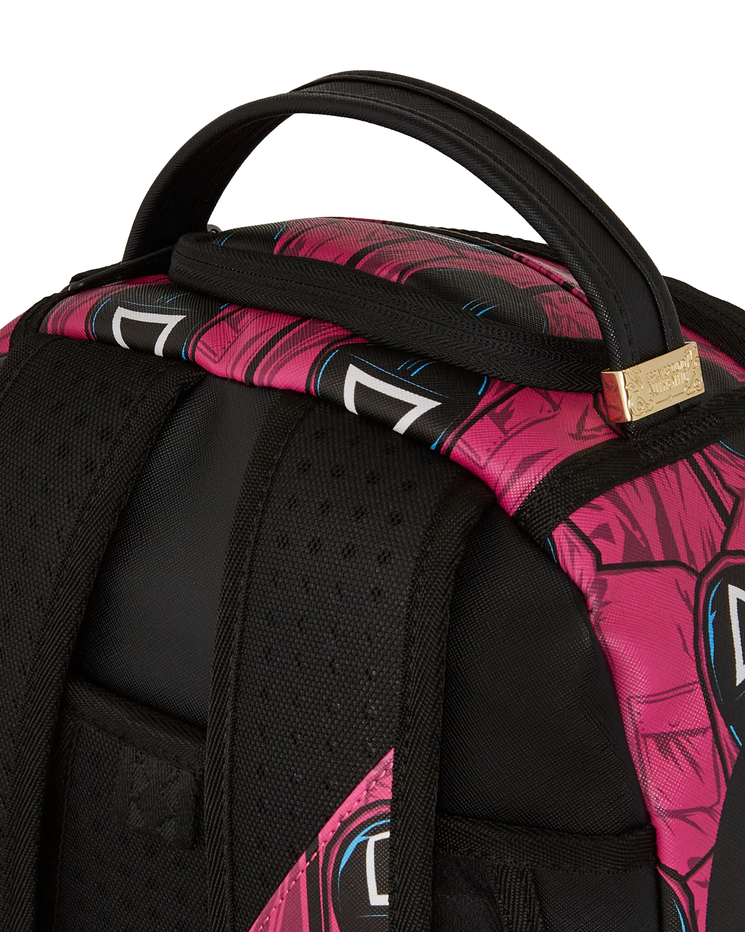 Sprayground X Squid Game Lined Up Front Man & Pink Guard Shark DLXSV Backpack