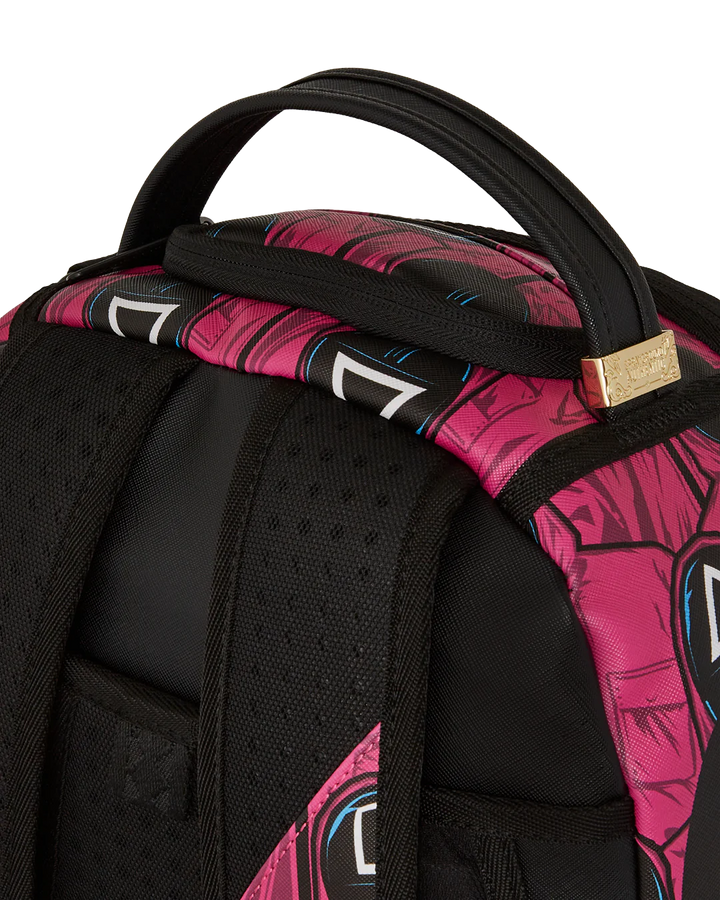 Sprayground X Squid Game Lined Up Front Man & Pink Guard Shark DLXSV Backpack