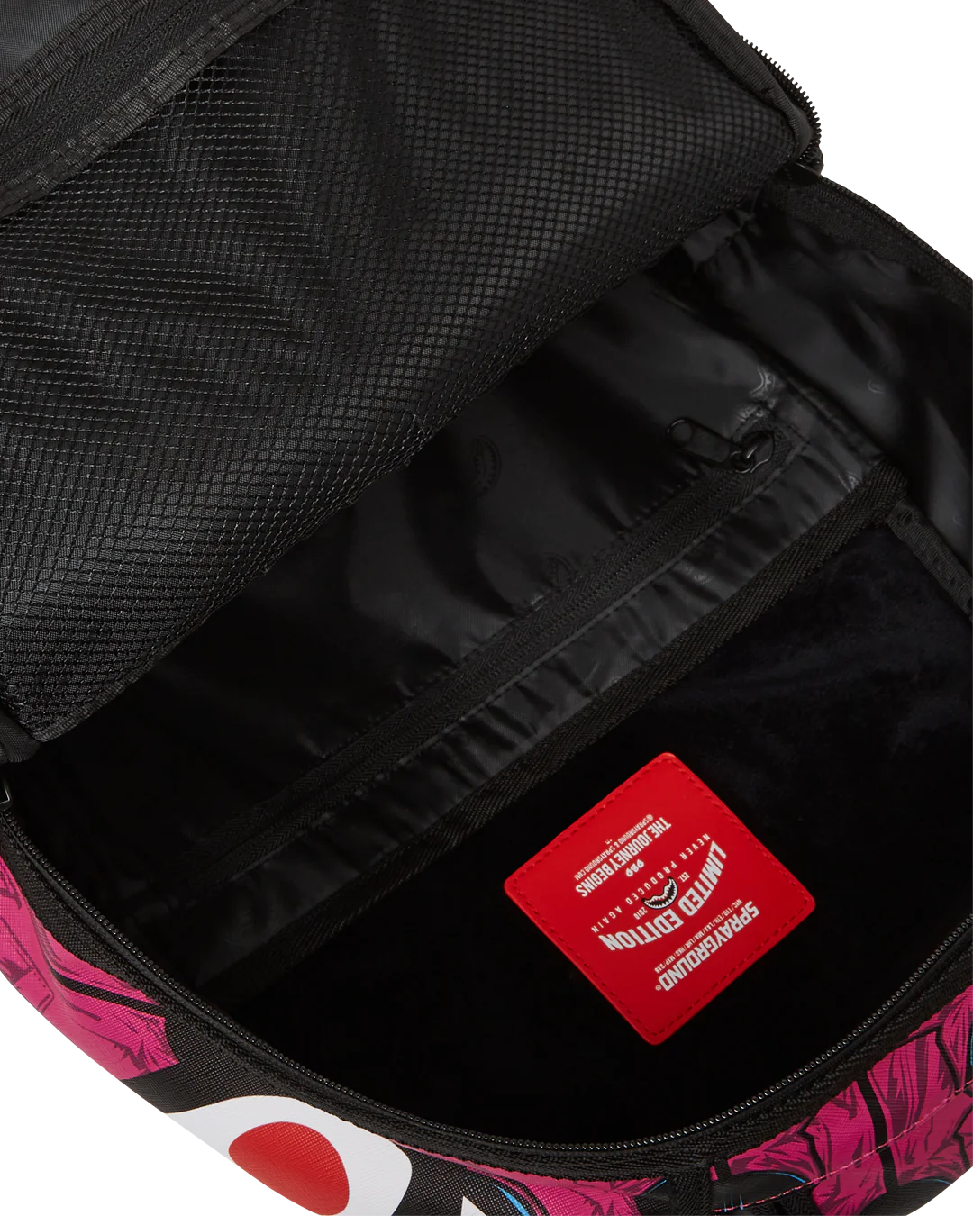 Sprayground X Squid Game Lined Up Front Man & Pink Guard Shark DLXSV Backpack