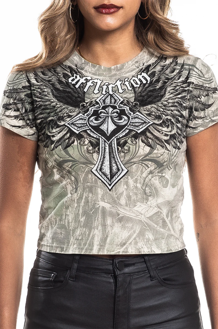 Affliction Women's Ayala Short Sleeve Baby Tee