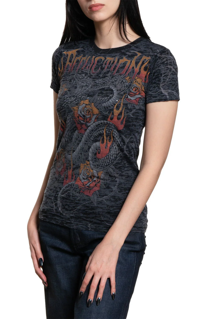 Affliction Women's Manic Attack Short Sleeve Burnout Tee