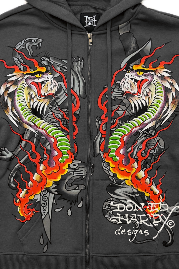 Ed Hardy Dragon Flame Men's Zip Hoodie