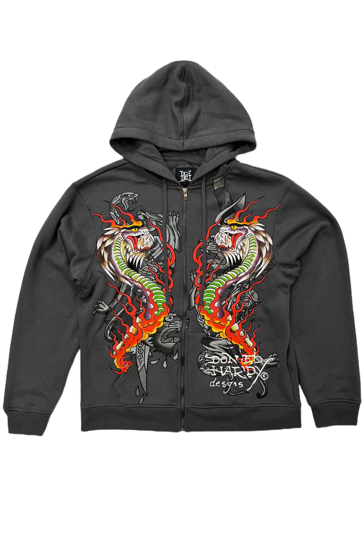 Ed Hardy Dragon Flame Men's Zip Hoodie