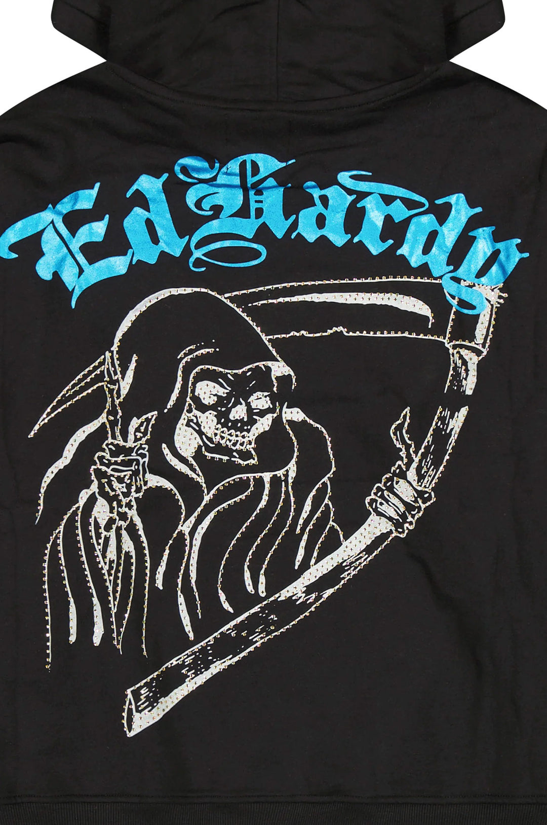 Ed Hardy Skulls Boxy Rhinestone Men's Pullover Hoodie