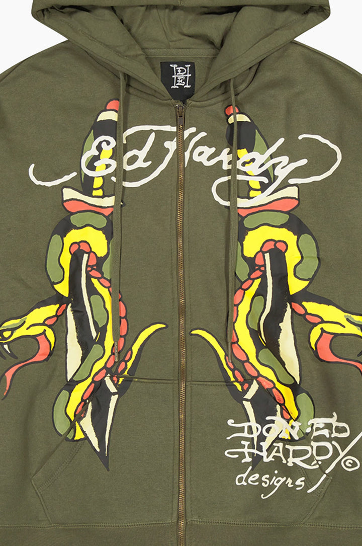 Ed Hardy Snakes Boxy Men's Zip Hoodie