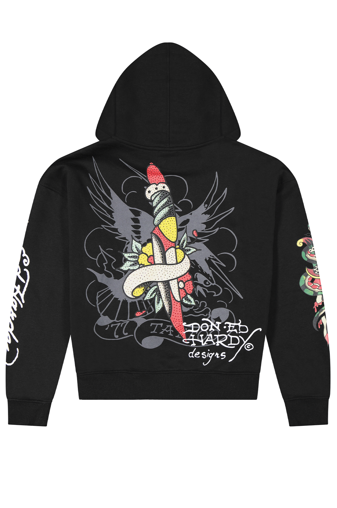 Ed Hardy Tiger Eagle Rhinestone Boxy Men's Zip Hoodie