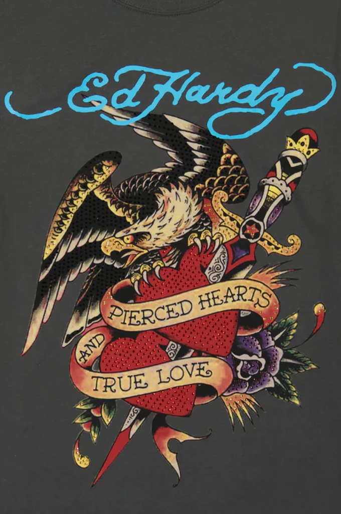 Ed Hardy Rhinestone Eagle Men's Short Sleeve Tee