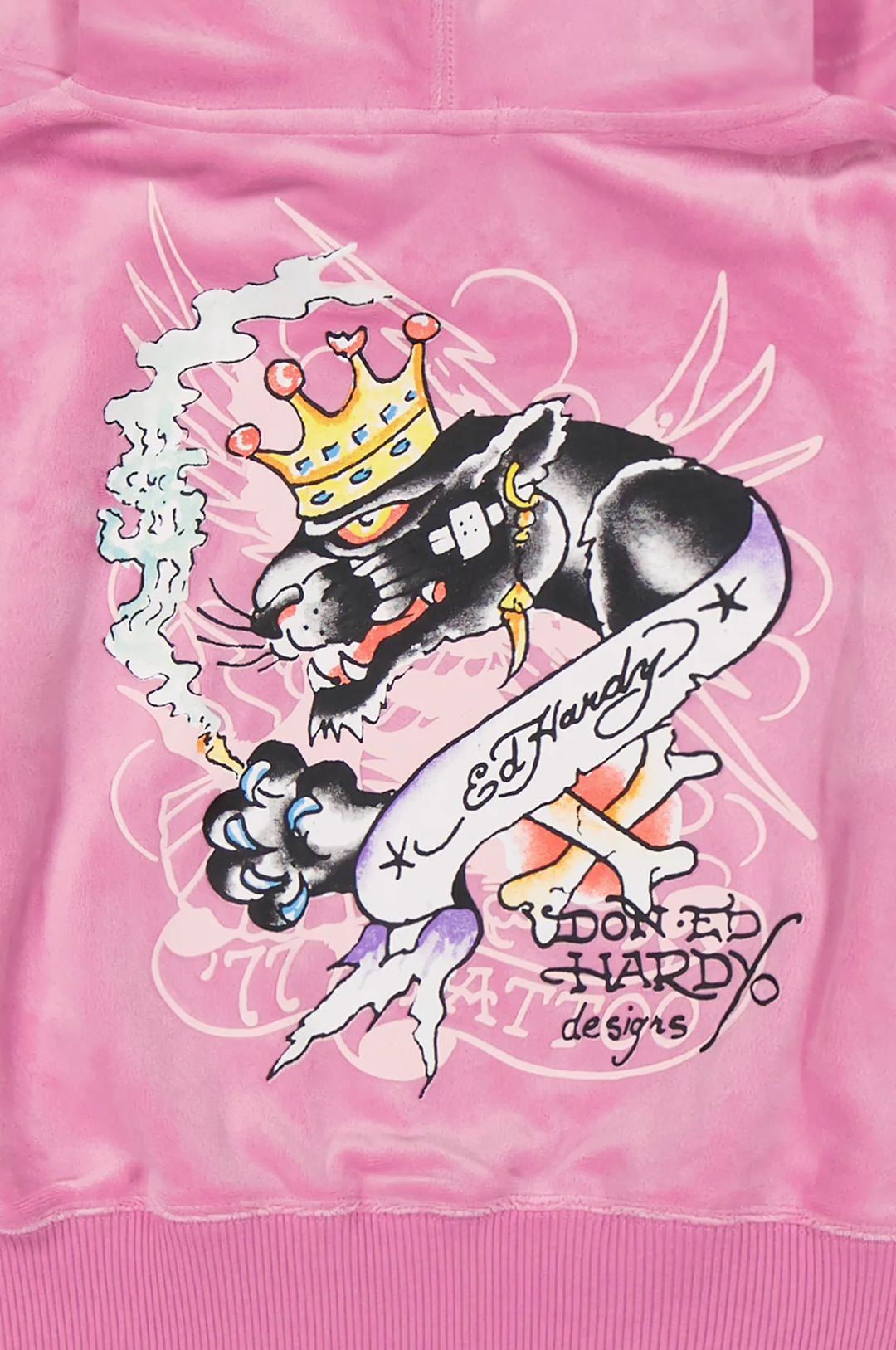 Ed Hardy Panther Crown Velour Women's Zip Hoodie