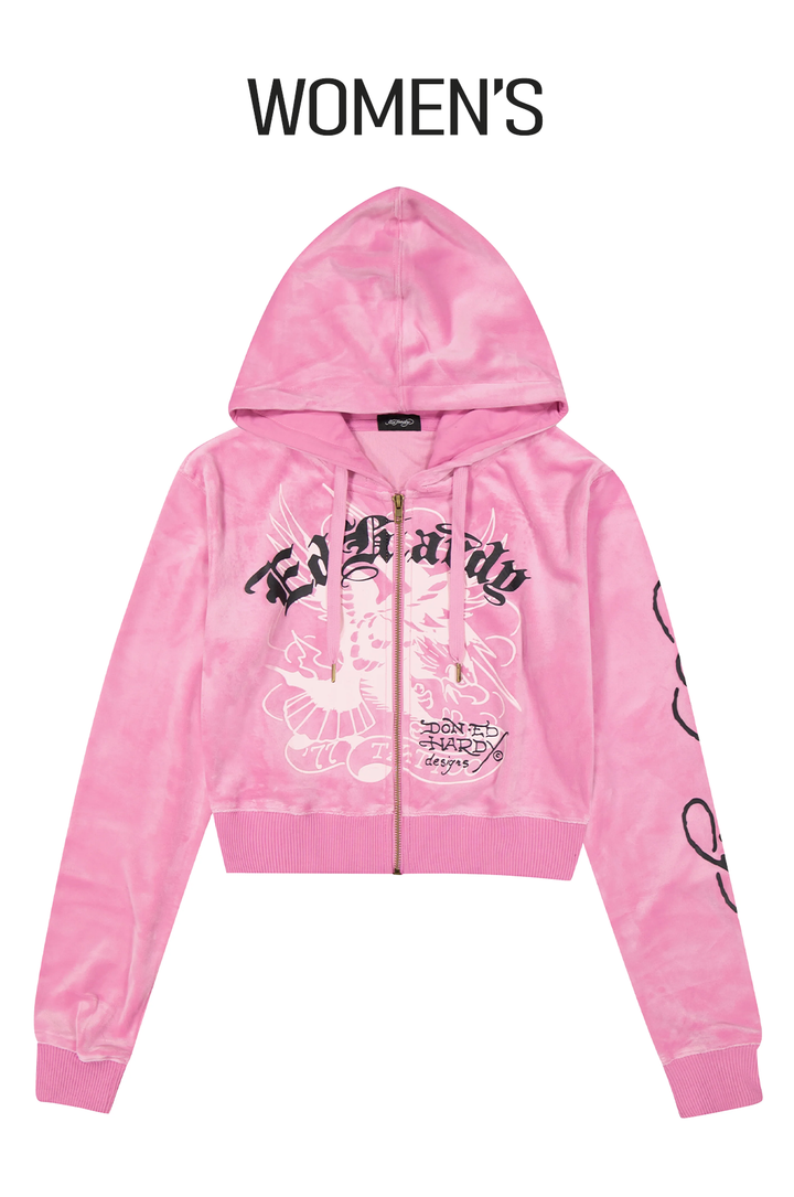 Ed Hardy Panther Crown Velour Women's Zip Hoodie