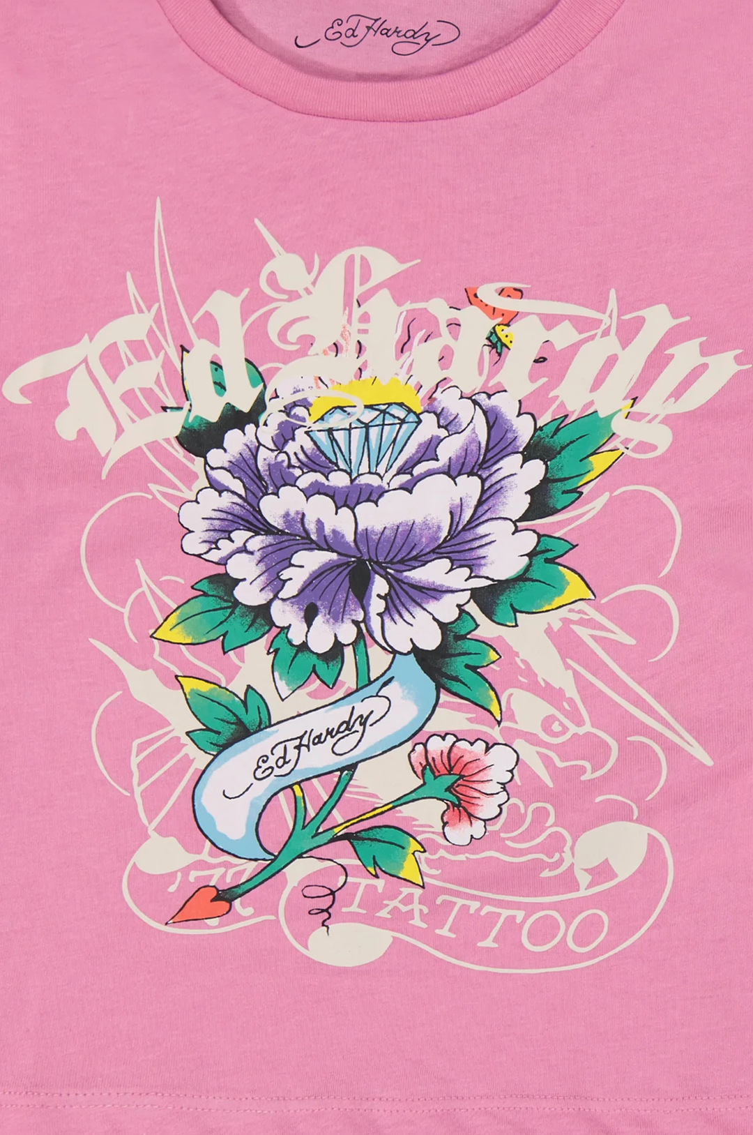 Ed Hardy Flower Diamond Women's Baby Tee