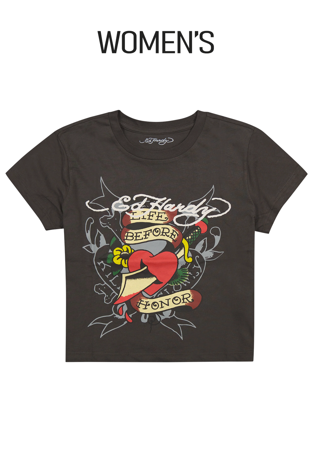 Ed Hardy Honor Heart Women's Baby Tee
