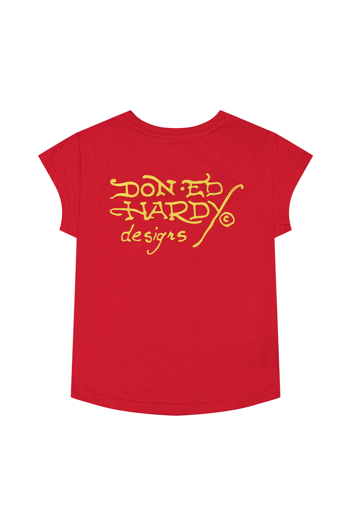Ed Hardy Tiger Mountain Rhinestone Women's Cap Sleeve Tee