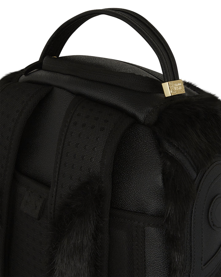 Sprayground Nissim Black Faux Fur DLXSF Backpack