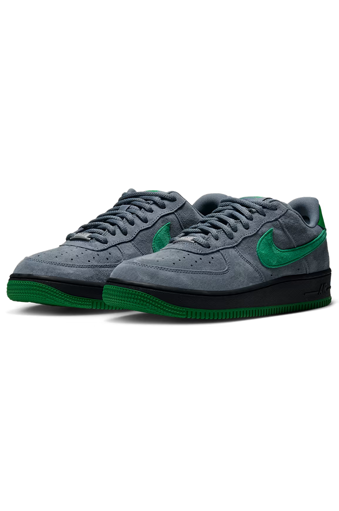 Nike SB Air Force 1 Low SE Cool Grey Court Green skate shoe angled side view
