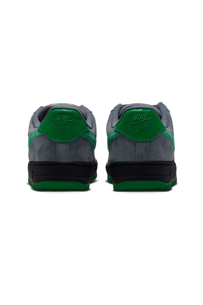Nike SB Air Force 1 Low SE Cool Grey Court Green skate shoe back view