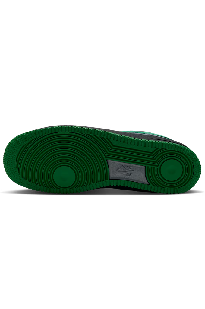 Nike SB Air Force 1 Low SE Cool Grey Court Green skate shoe bottom tread view
