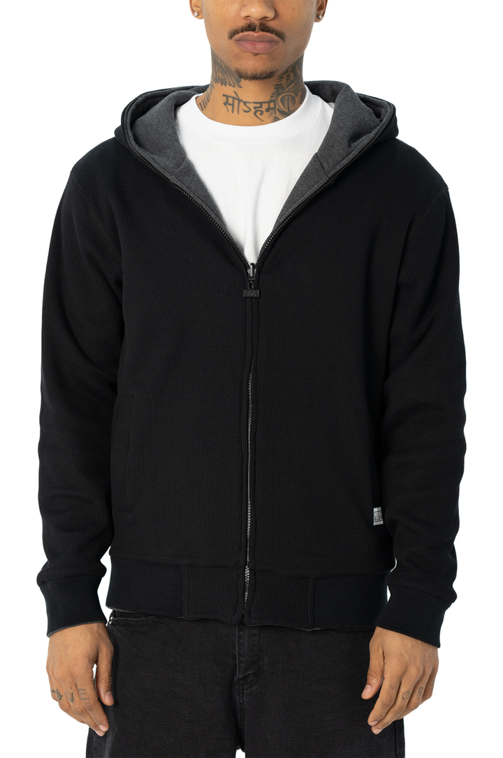 Pro Club Men's Heavyweight Basic Reversible Thermal Zip-Up Hoodie