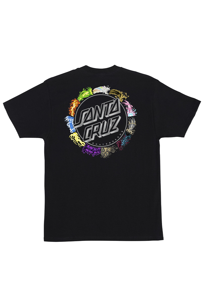 Santa Cruz x Pokémon Power Dot short sleeve t-shirt in black showing the large back graphic. #color_black