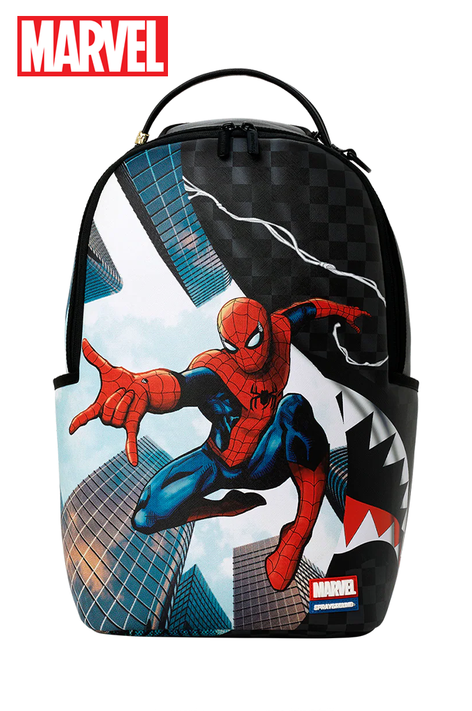 Sprayground Marvel Spiderman Official Collab - Curtain Reveal Protect The City Backpack