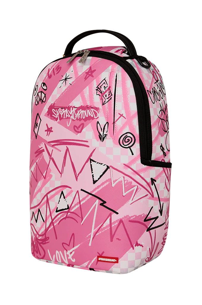 Sprayground Pink Smoke Check Broken Hearts Club Backpack