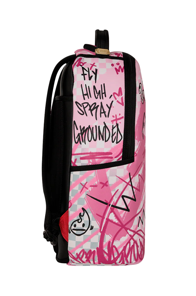 Sprayground Pink Smoke Check Broken Hearts Club Backpack