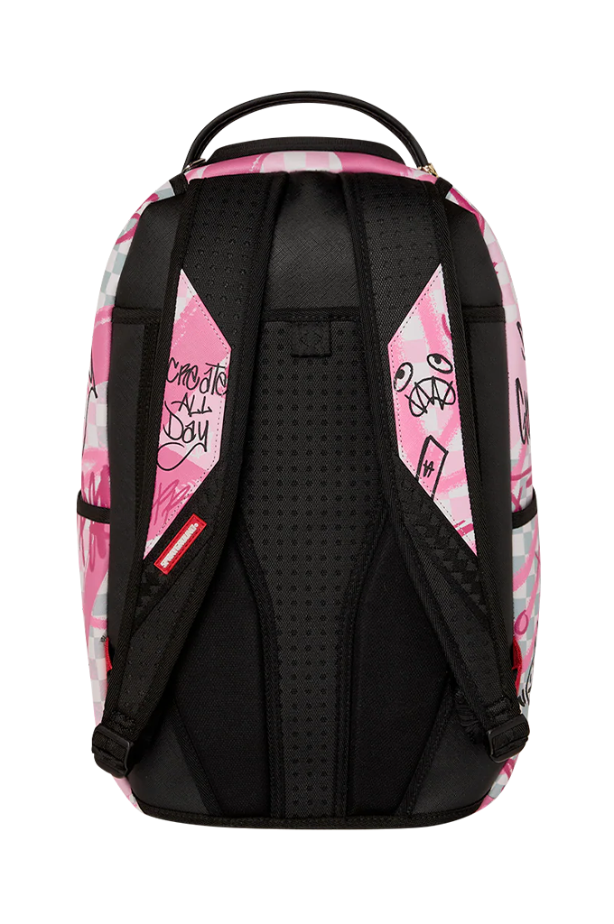 Sprayground Pink Smoke Check Broken Hearts Club Backpack