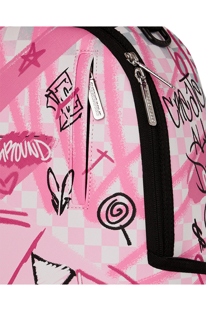 Sprayground Pink Smoke Check Broken Hearts Club Backpack