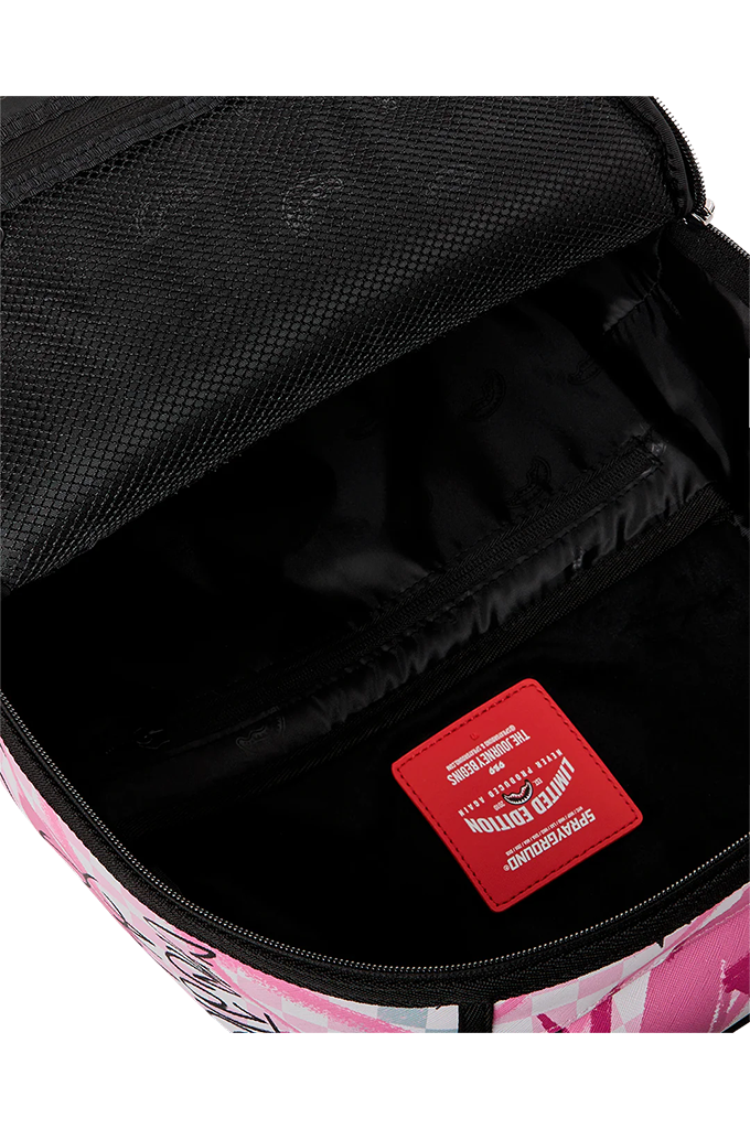 Sprayground Pink Smoke Check Broken Hearts Club Backpack