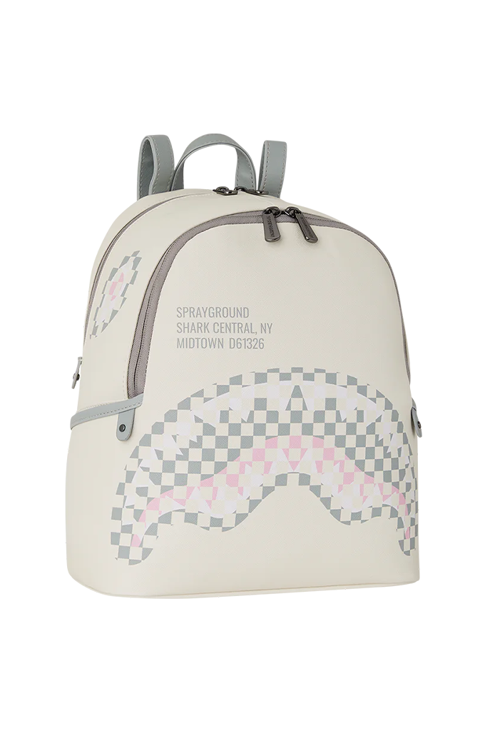 Sprayground Cream Check Shark Central Dynamic Savage Backpack