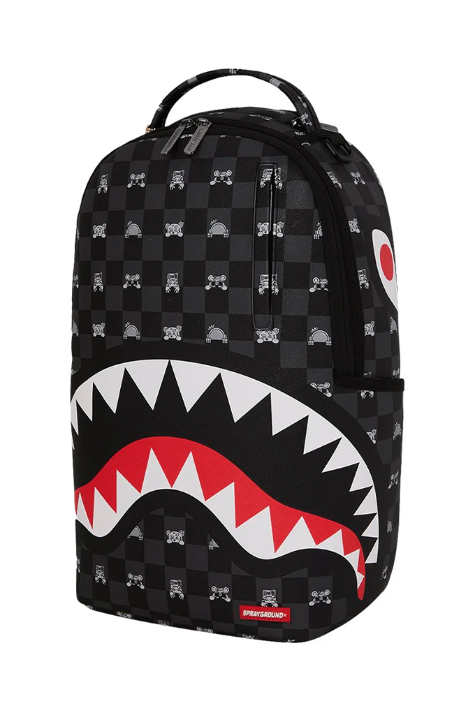 Sprayground Gray Peeking Character Check Backpack