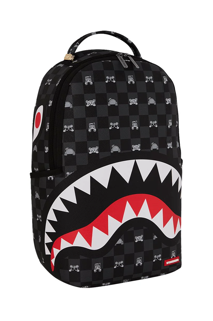 Sprayground Gray Peeking Character Check Backpack
