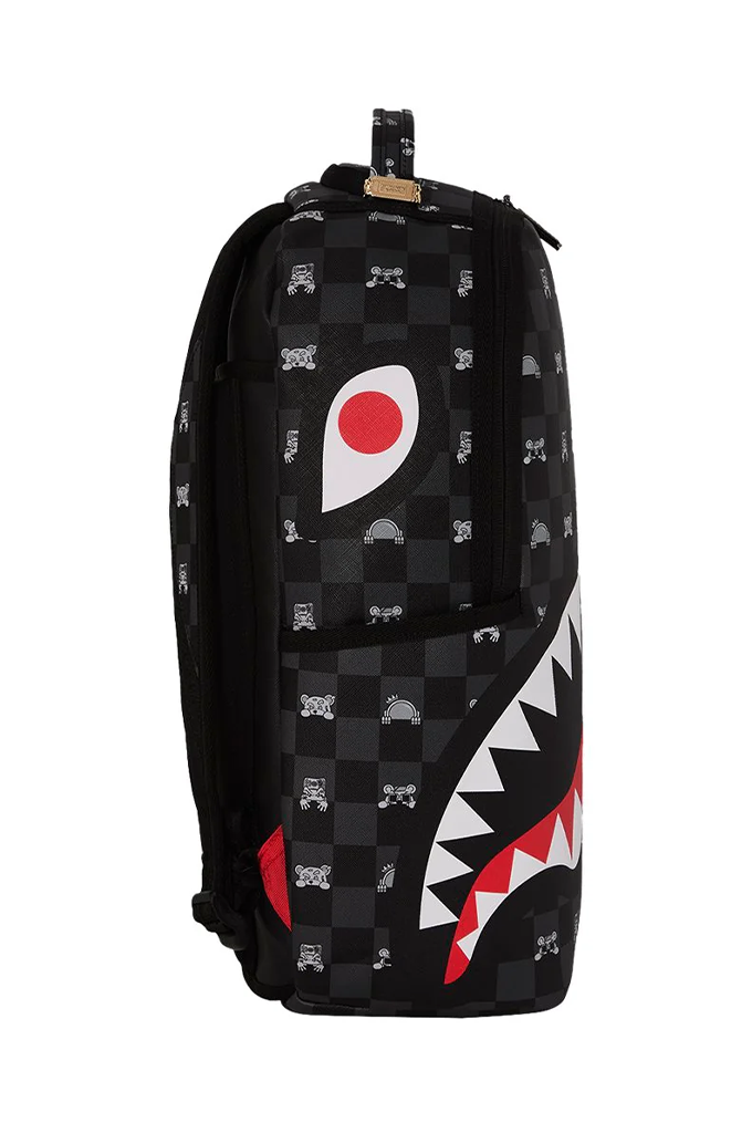Sprayground Gray Peeking Character Check Backpack