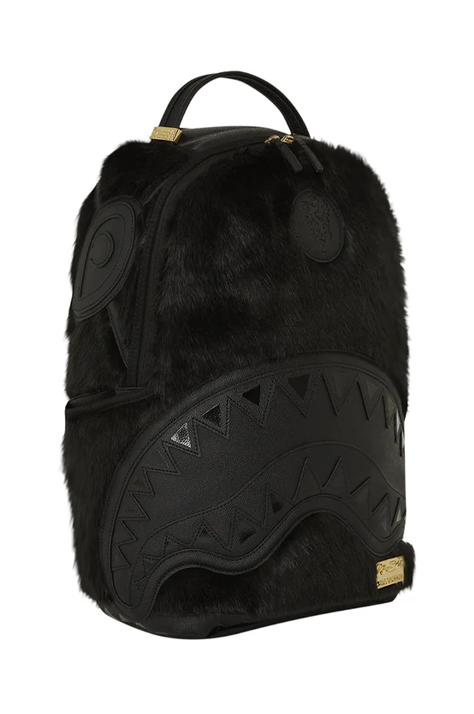 Sprayground Nissim Black Faux Fur DLXSF Backpack