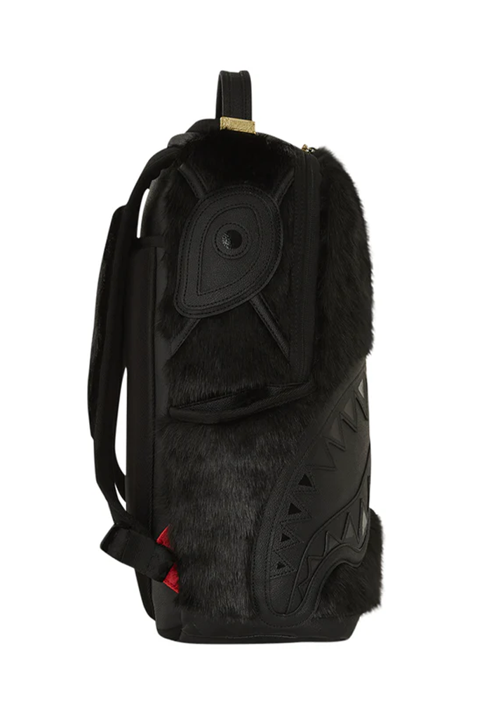 Sprayground Nissim Black Faux Fur DLXSF Backpack