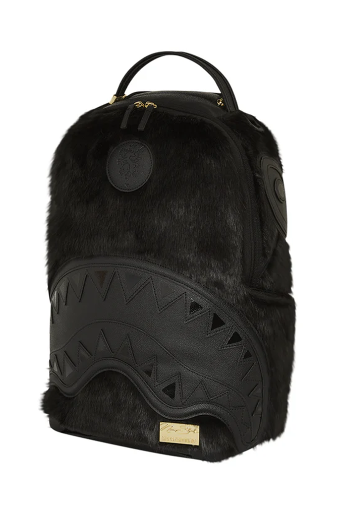 Sprayground Nissim Black Faux Fur DLXSF Backpack