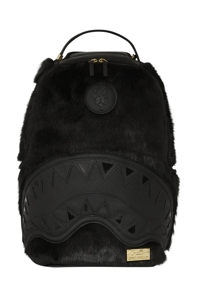 Sprayground Nissim Black Faux Fur DLXSF Backpack