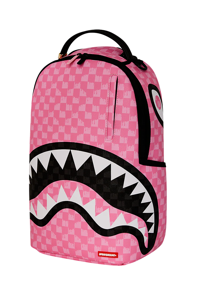 Sprayground Pink And Black Drip Check Pink Paradise Backpack