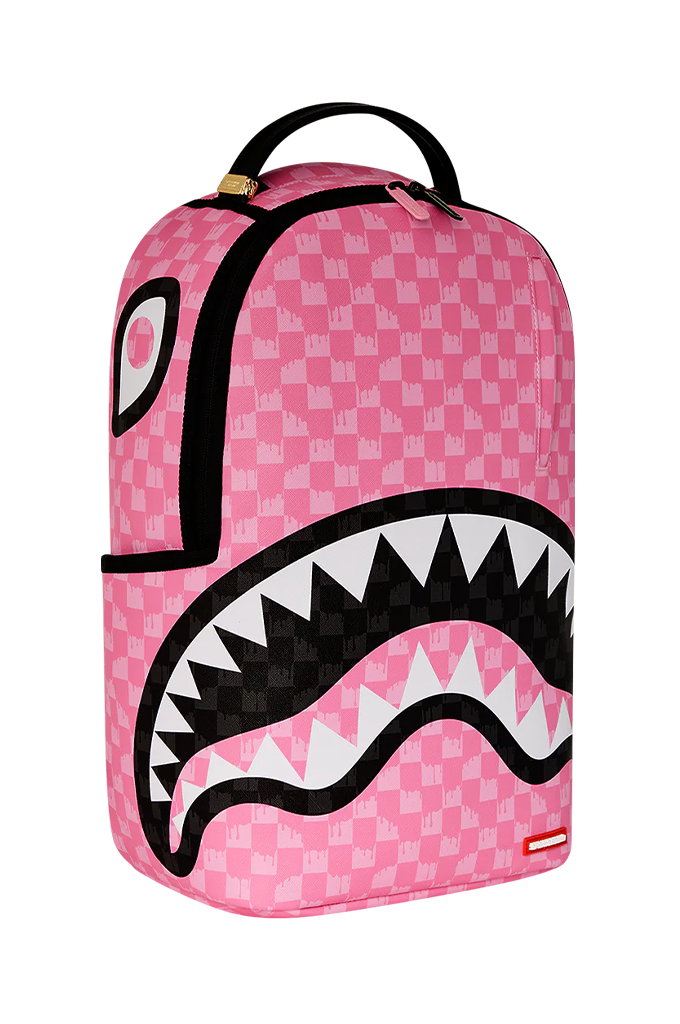 Sprayground Pink And Black Drip Check Pink Paradise Backpack
