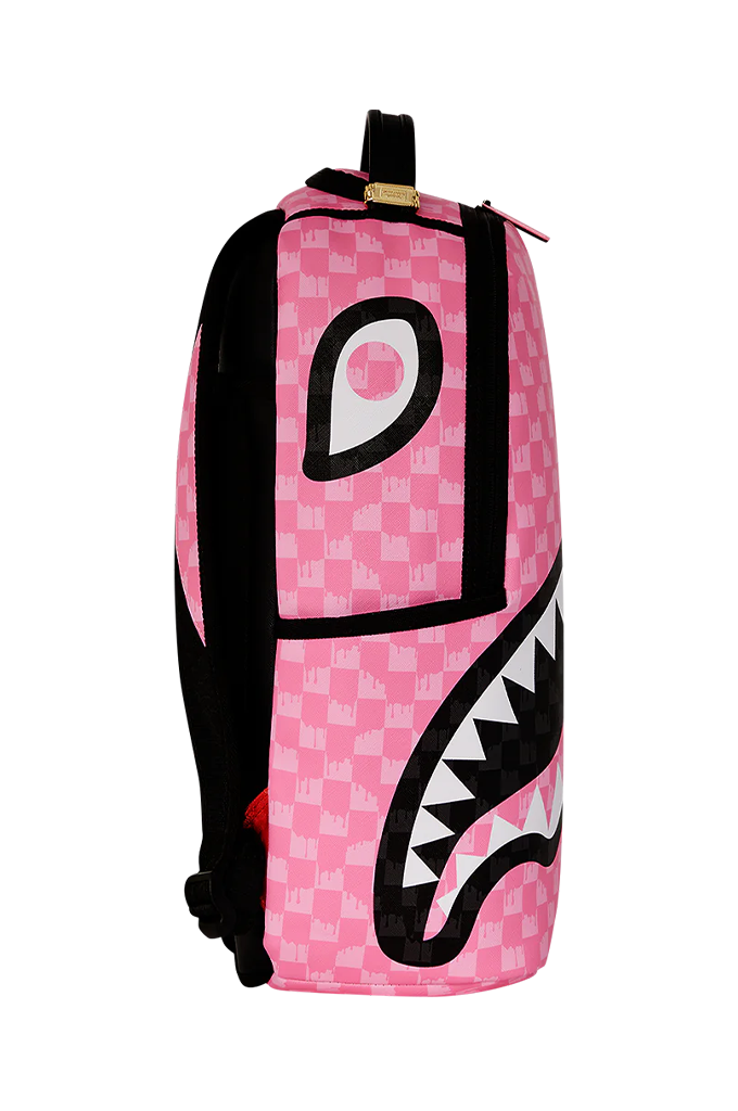 Sprayground Pink And Black Drip Check Pink Paradise Backpack